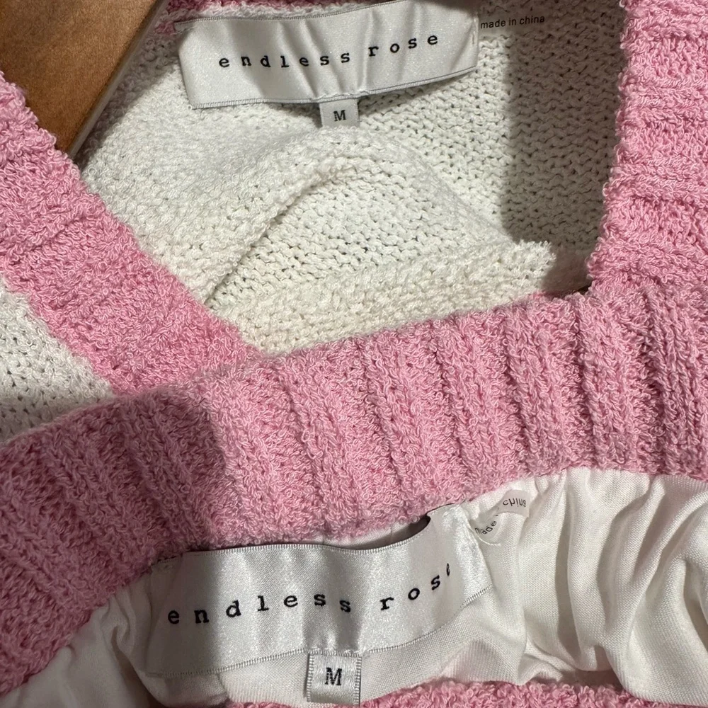 VICI Collection Arwen Contrast Knit Tank & Pencil Midi Skirt Cream/Pink M - Picture 9 of 9